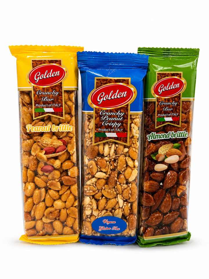 Golden Mix 3 Nuts Bar - Penut Bars, Almond Bars, Crispy Bars