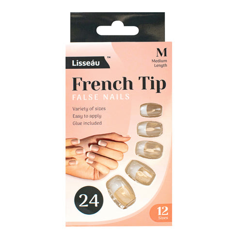 Lisseau OTL French Nails Set & Glue - False Nails Variety Of Size Easy To Apply