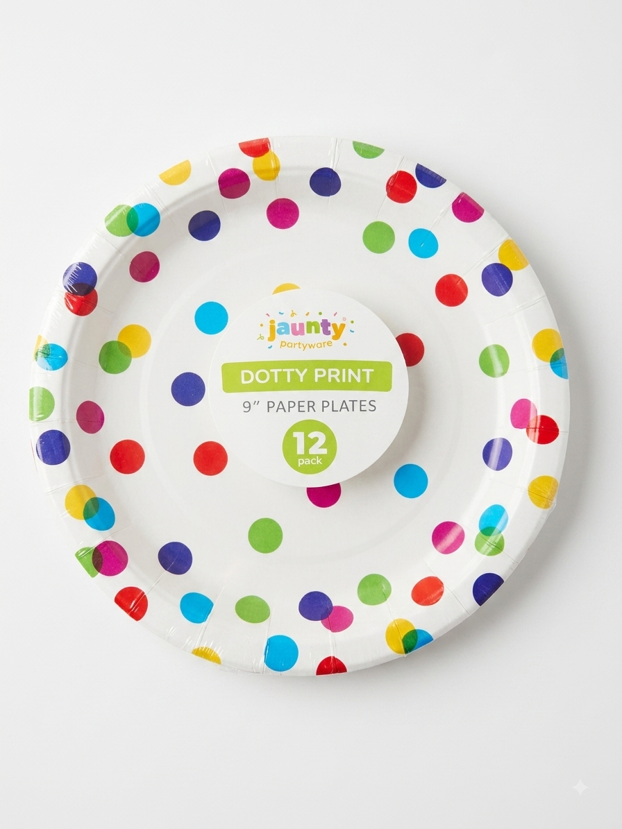 Jaunty OTL 9" Birthday Plates - Dotty Print