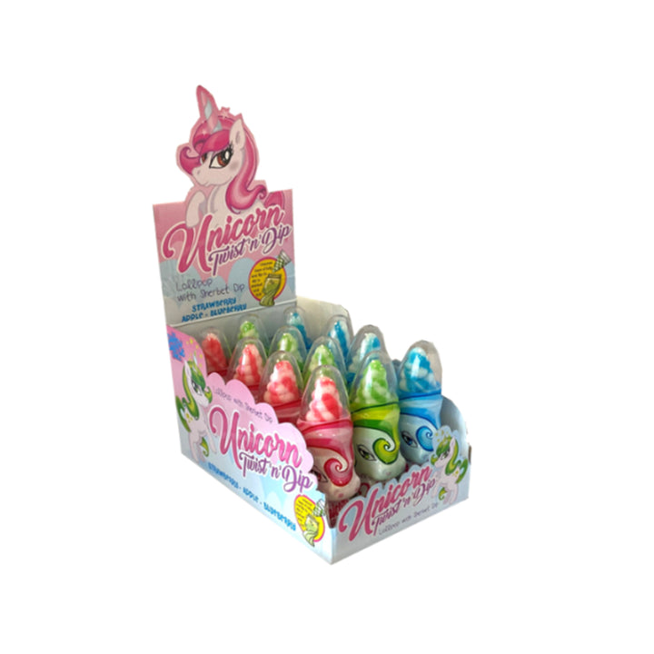 The Candy Castle Unicorn Twist n Dip - Lollipop with Sherbet Dip