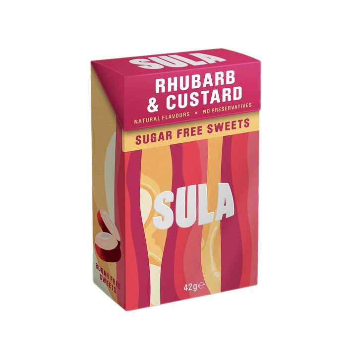 Sula Sugar Free Sweets - Rhubarb & Custard Drops / 42g